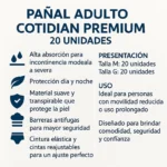 Pañal Adulto Cotidian Premium M 20U - Imagen 2