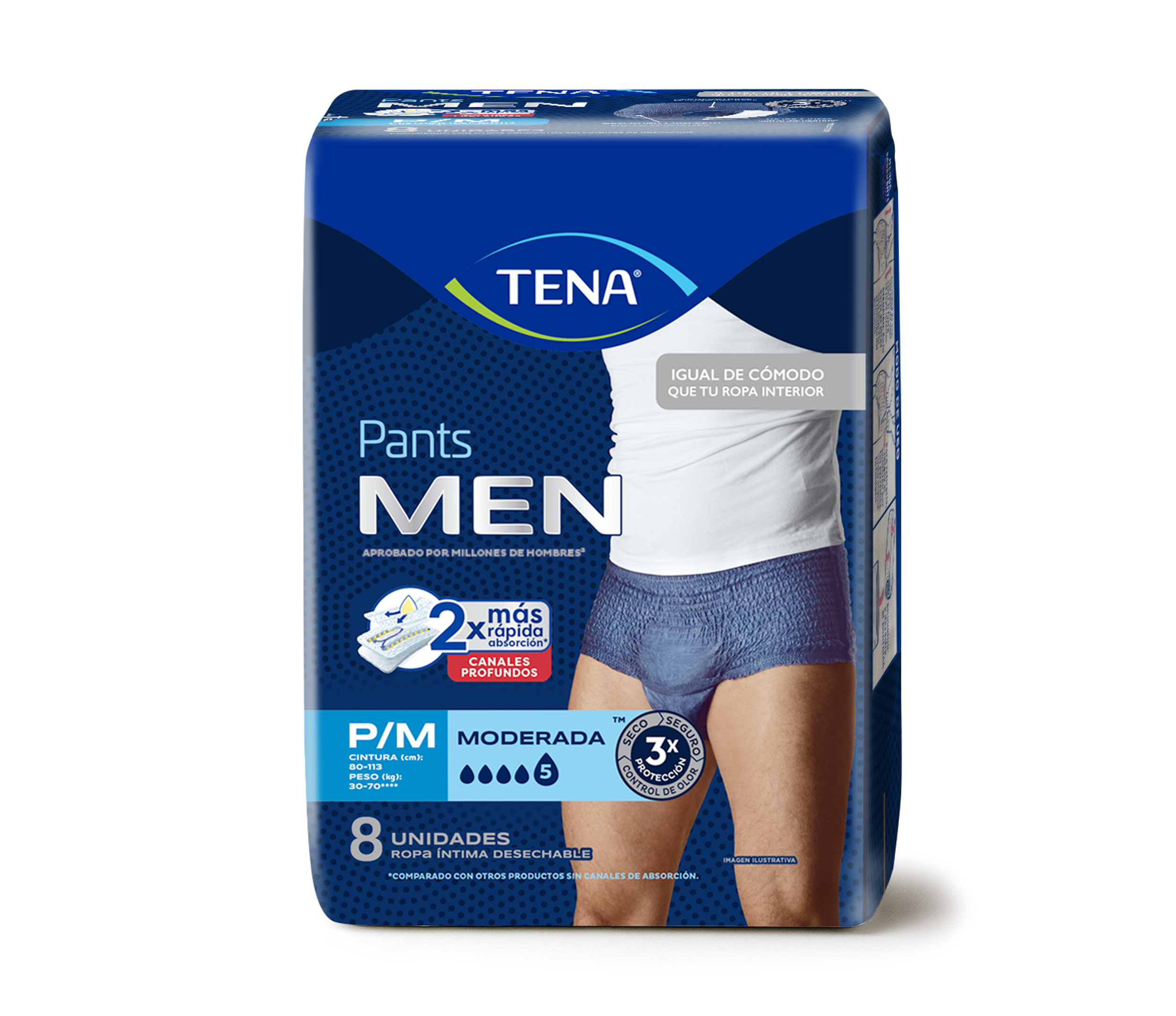 Pants Men M Ropa Interior Desechable Tena Pants Men M 8 U - Imagen 1