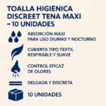 Toalla Higiénica Discreet Tena Maxi 10 Unidades - Imagen 2