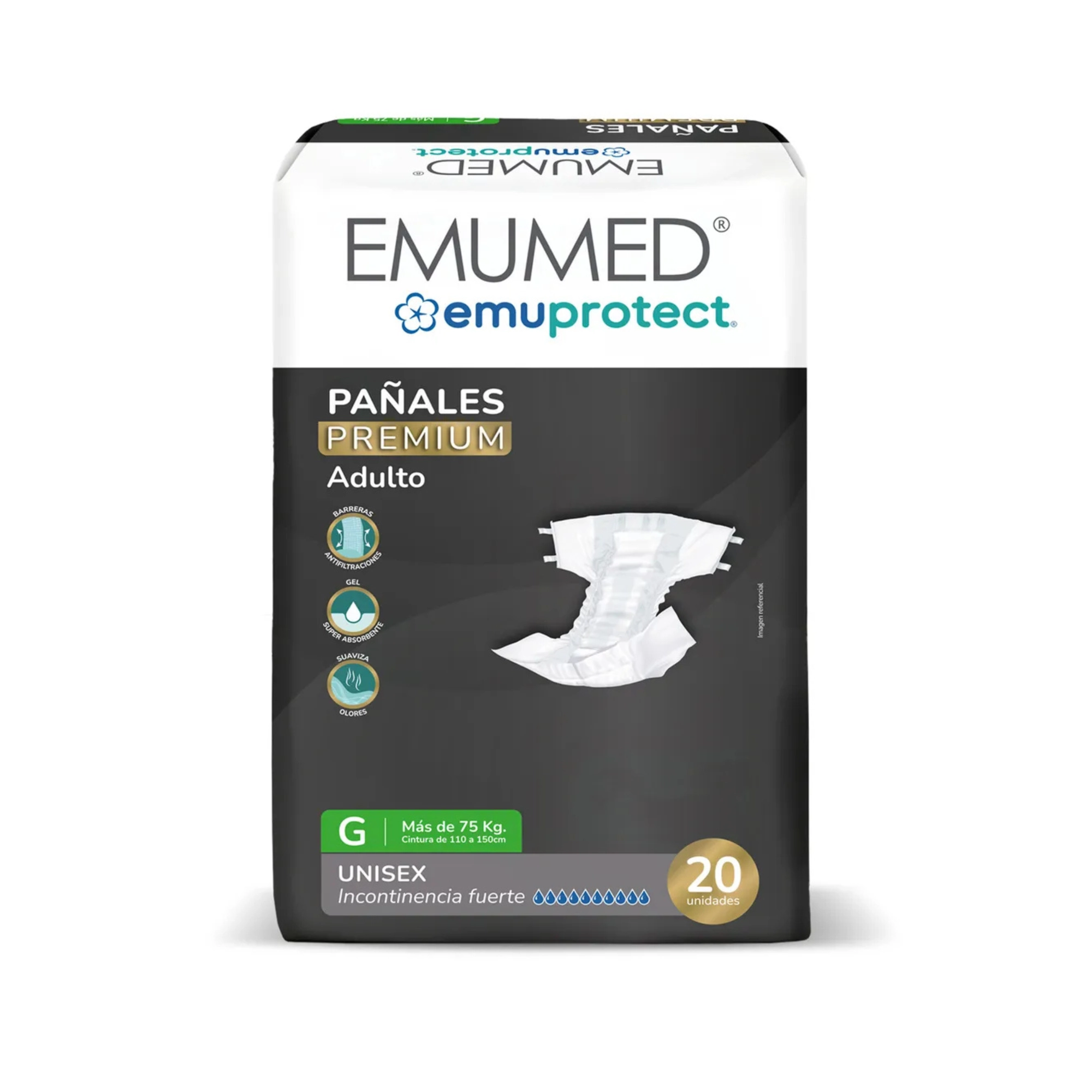 17 Pañal Adulto Premium Emumed Talla G 20U - Imagen 1