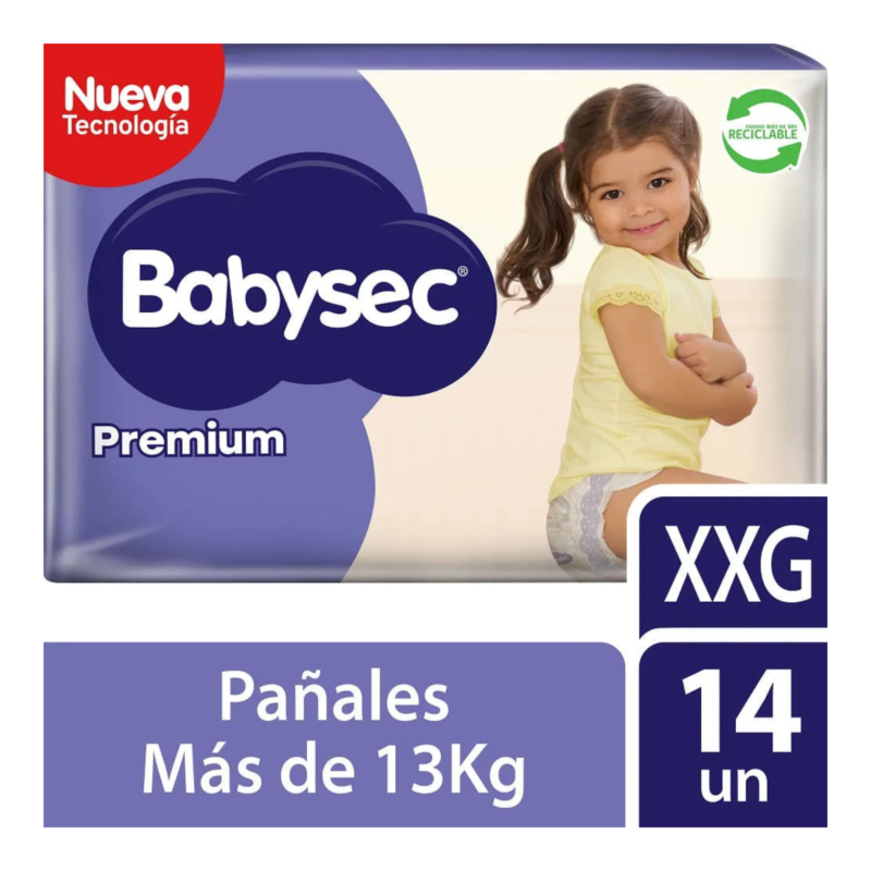 Pañales de Bebé Babysec Premium 14un XXG