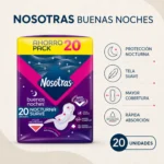 Toalla Higiénica Nosotras Buenas Noches Nocturna Suave 20 Unidades
