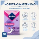 Nosotras Toallas Higiénicas Maternal Suave sin alas 10 unds