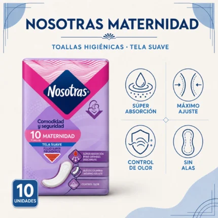 Nosotras Toallas Higiénicas Maternal Suave sin alas 10 unds