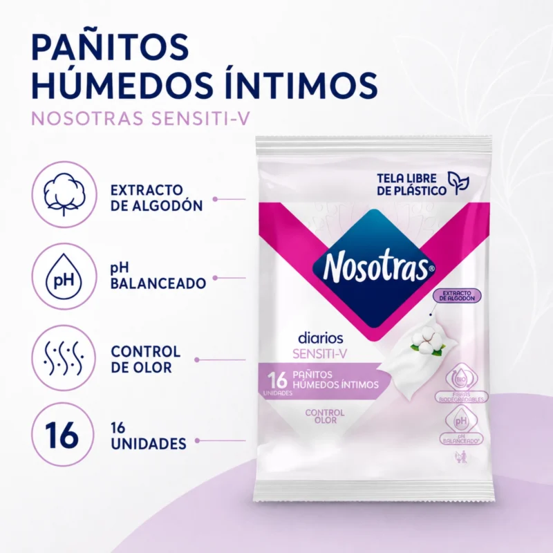 Paño Humedo Íntimo Nosotras Sensitive 16 Unidades