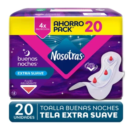 Toalla Higiénica Nosotras Buenas Noches Nocturna Suave 20 Unidades